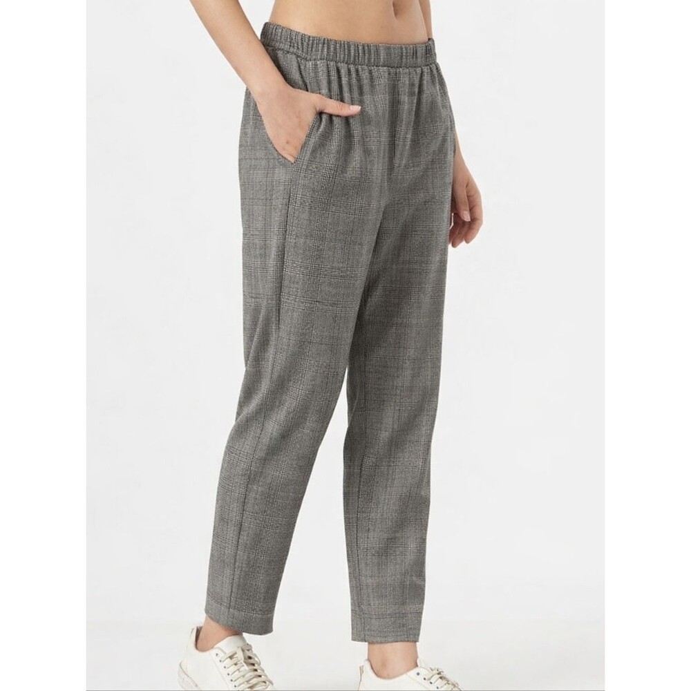 A New Day Gray Plaid Pull On Pants Size S